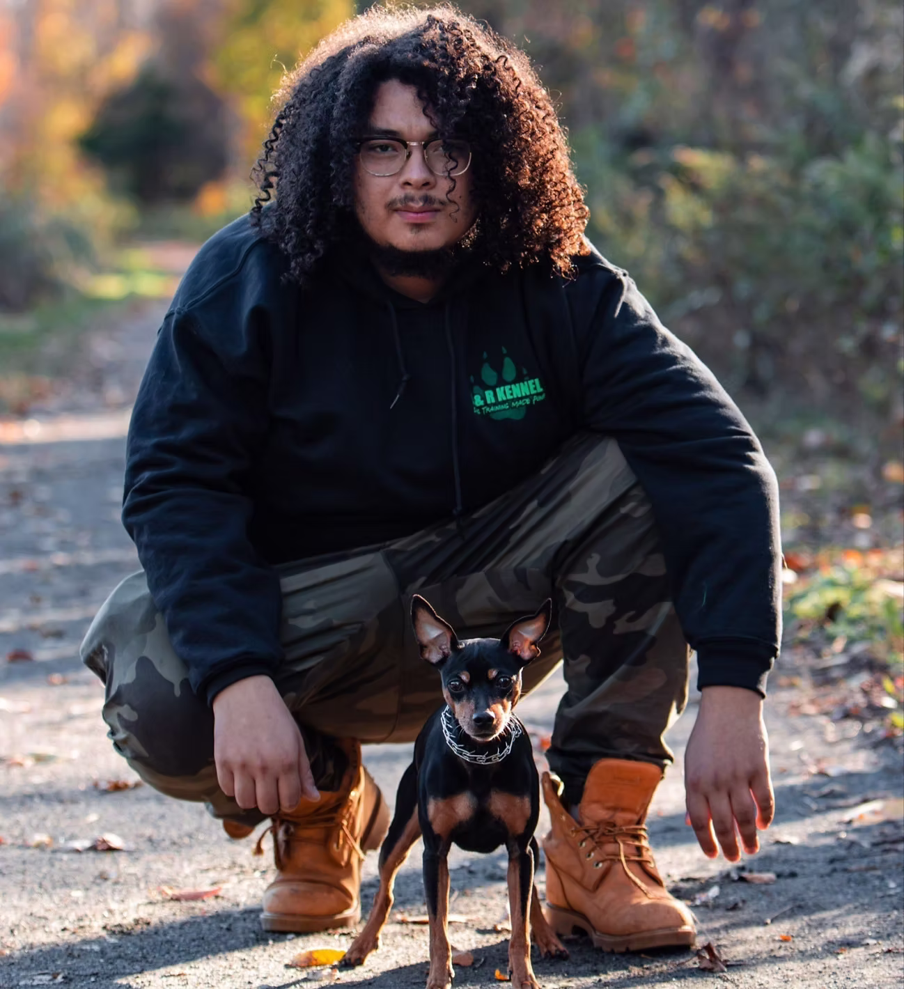 Kevin Zerpa with a dog